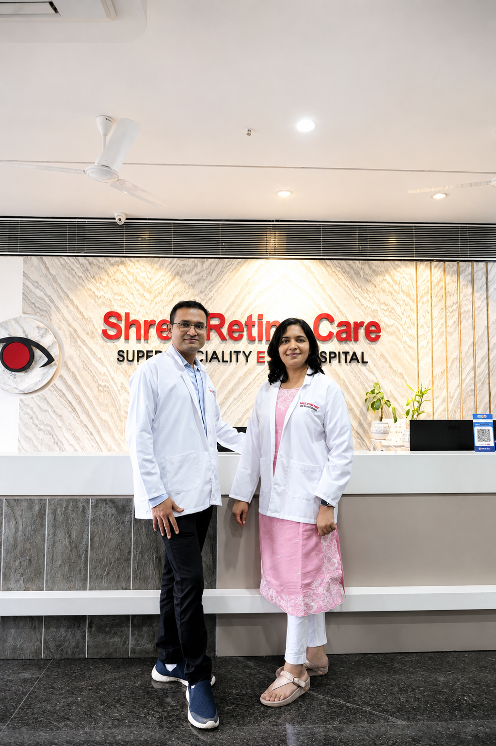 Shree Retina Care doctors at the reception desk